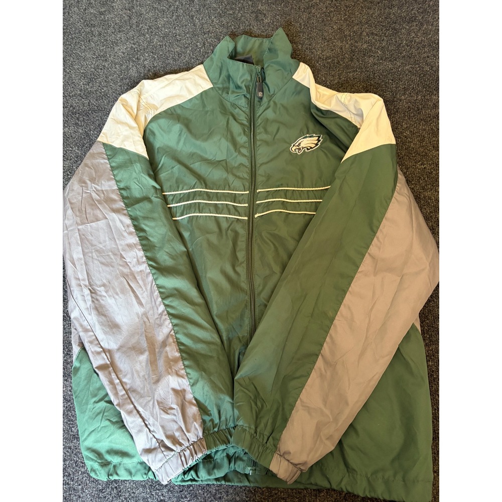 Reebok NFL Philadelphia Eagles Windbreaker Jacket Mens Large Green Colorblock